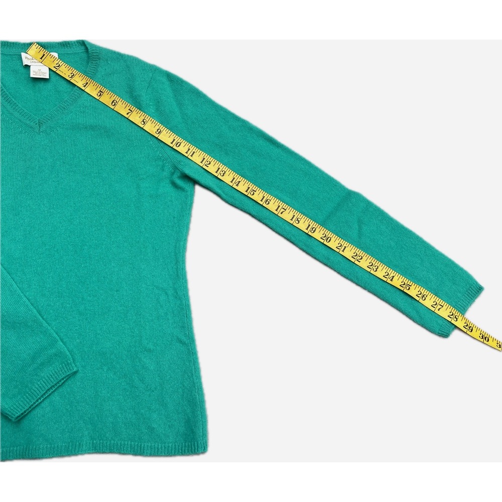Peck & Peck Women's Green 100% Cashmere V-Neck Sweater Size M 2-Ply Knit - Picture 5 of 8